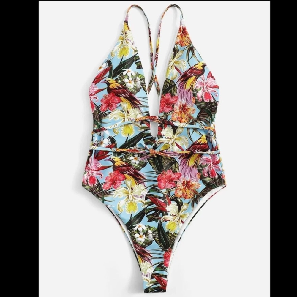 New one-piece criss cross backless swimsuit small